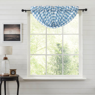 Annie Buffalo Blue Check Balloon Valance 15x60 VHC Brands - The Fox Decor